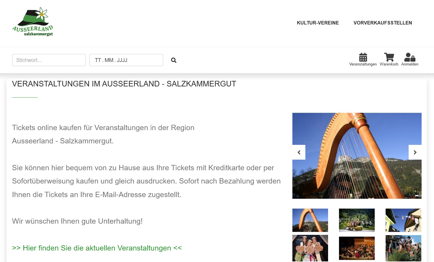 Screenshot der Website kultur.ausseerland.at